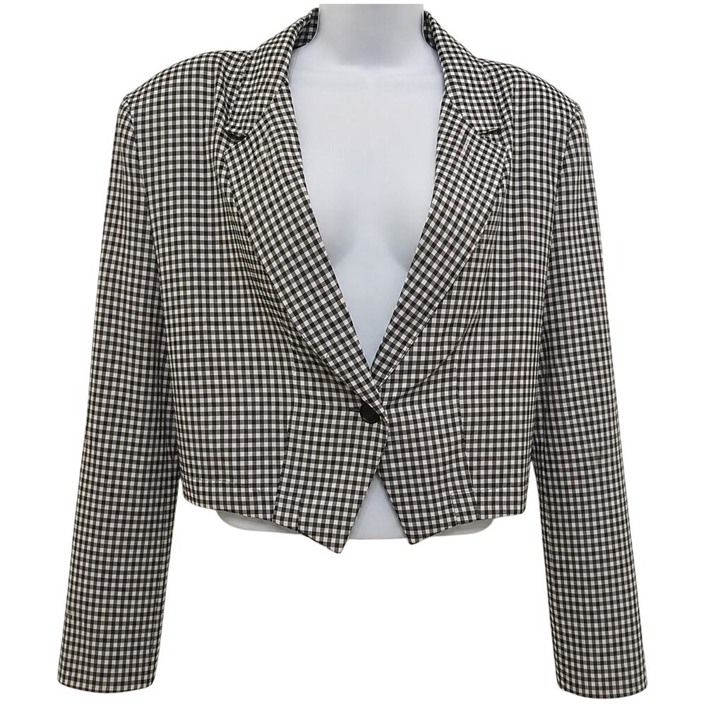 Vtg Womens Blazer L Gingham Dark Academa 90s Cottage Coquette Soft Girl Clueless